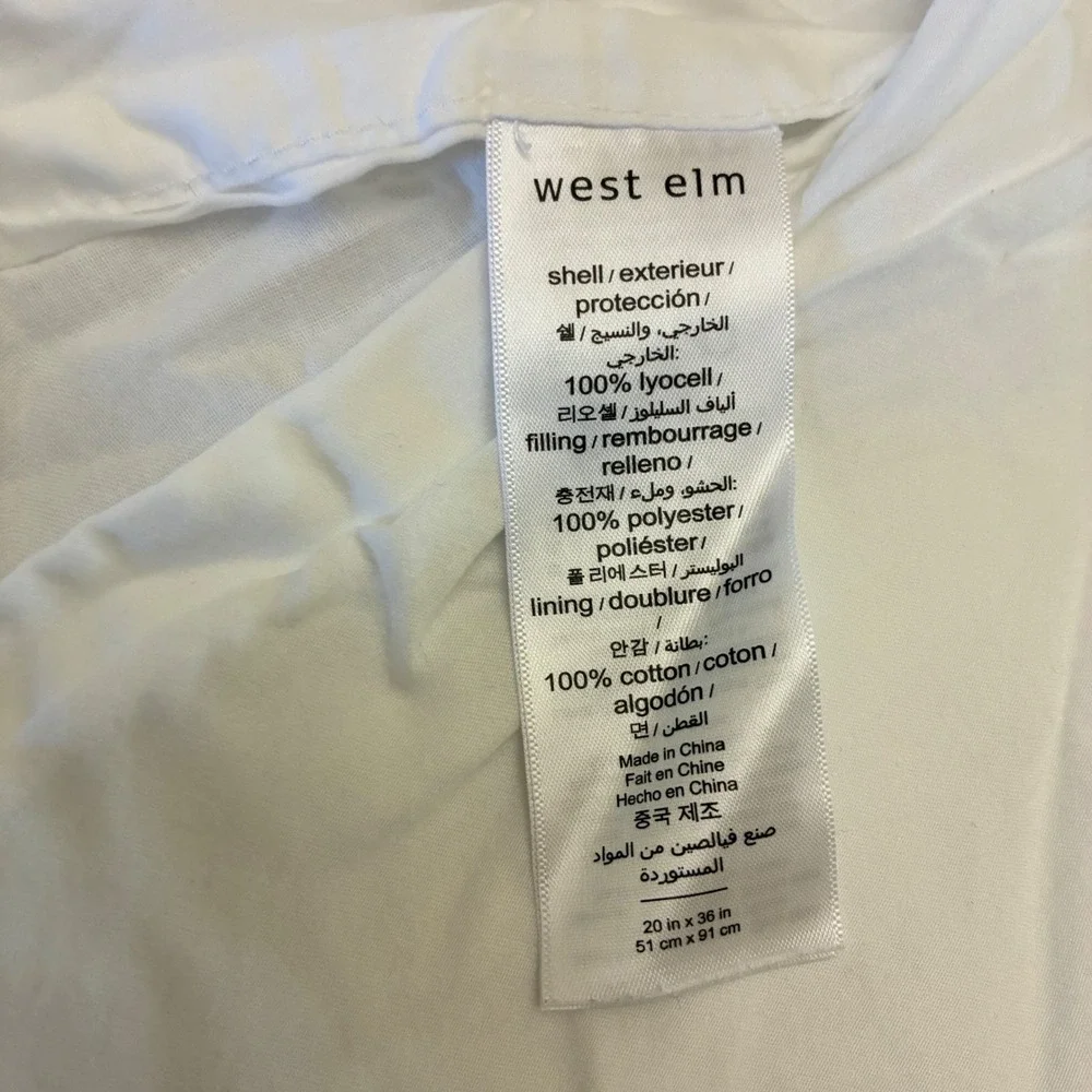 West Elm Pillow Shams King White Quilted Pintuck Lyocell Cotton Pair Bedding